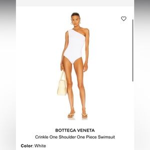 NWT Bottega Veneta Crickle One Shoulder One piece swimsuit, White, Bodysuit